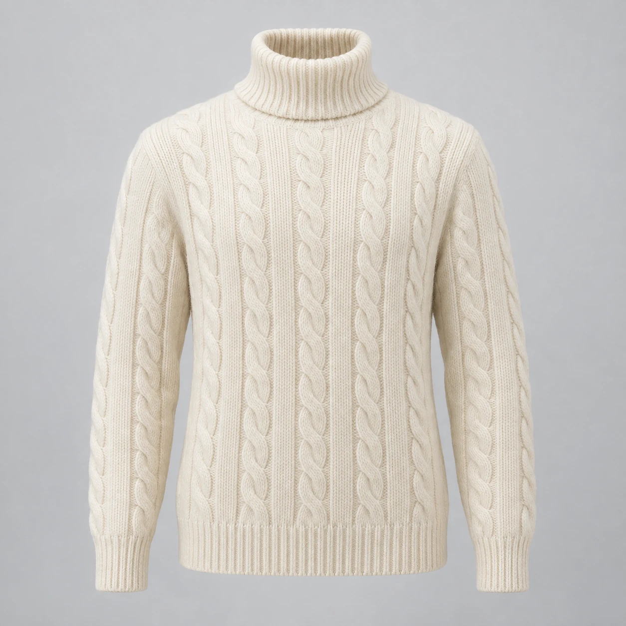 Line Cable Turtleneck in Ivory, front view